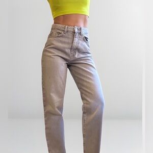 Zara -- High rise grey mom jeans like new!